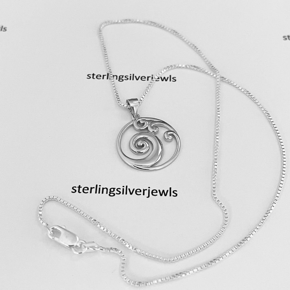 Sterling Silver Multiple Waves Necklace, Surfer J… - image 1